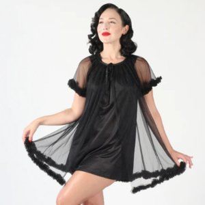 Unique Vintage Pillow Talk Nightgown Set Black